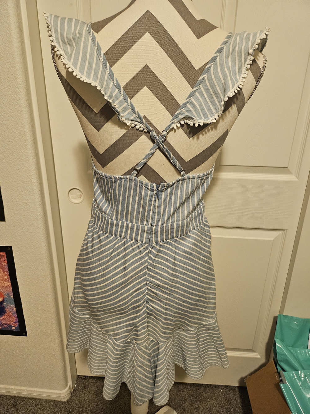 Forever 21 Blue and White Striped Ruffle Dress - Picture 3 of 5